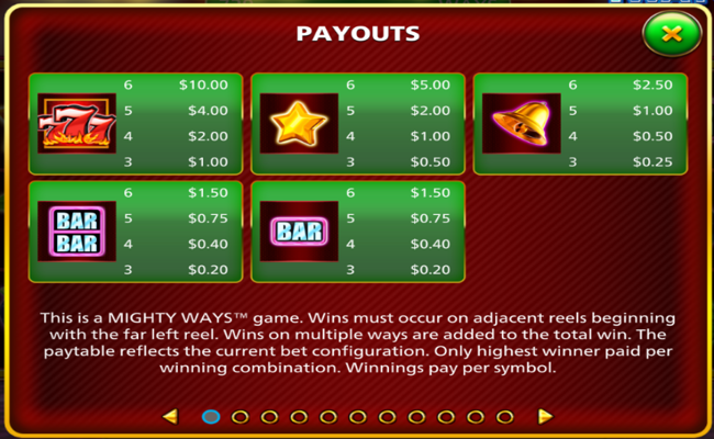 blazin hot 7s trail mighty ways paytable 1