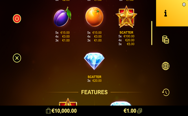 blazing crown deluxe paytable 2