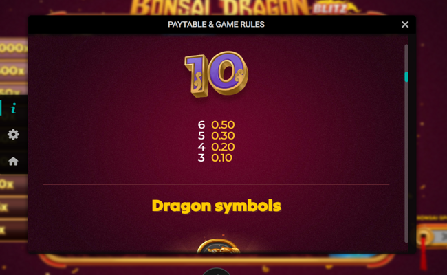 bonsai dragon blitz dream drop paytable 4