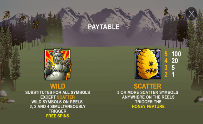 bonus bears paytable