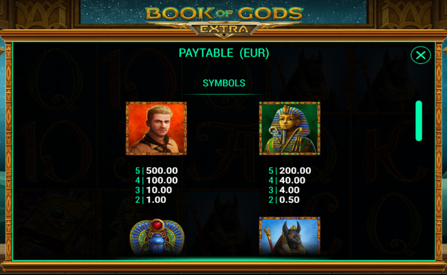 book of gods extra paytable 2