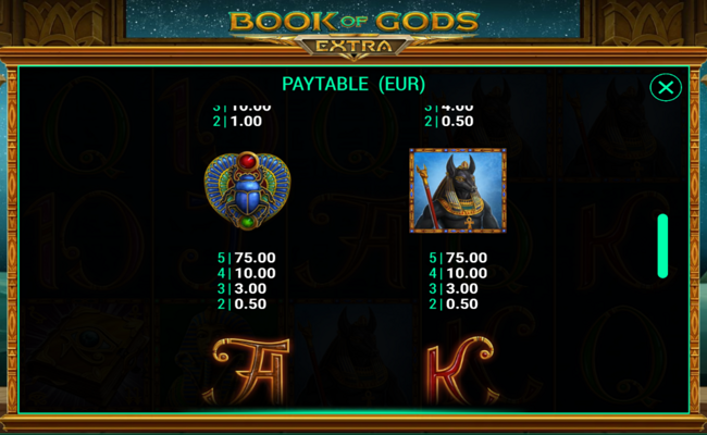 book of gods extra paytable 3