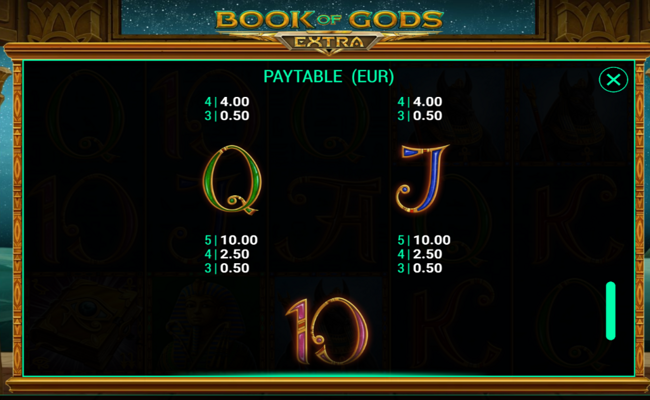 book of gods extra paytable 5