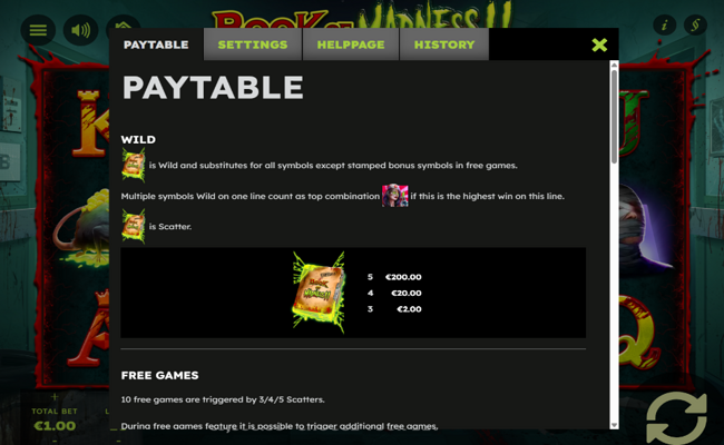 book of madness 2 paytable 1