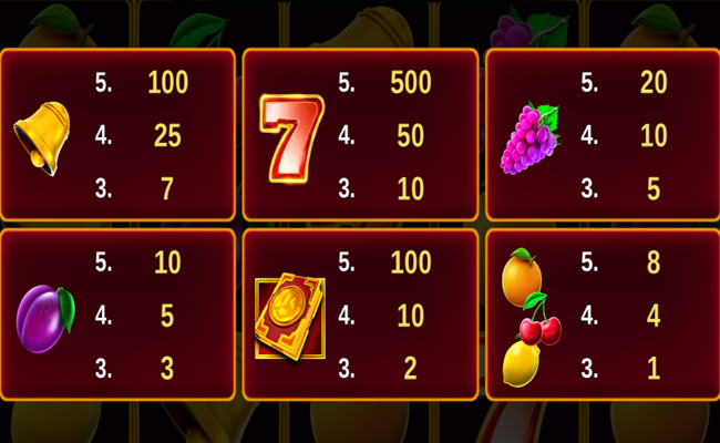 book of money paytable