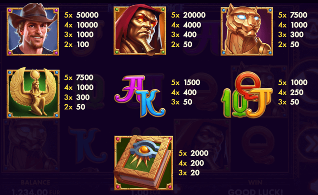book of nile magic choice paytable