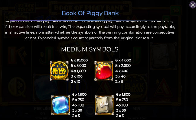 book of piggy bank black friday paytable 1