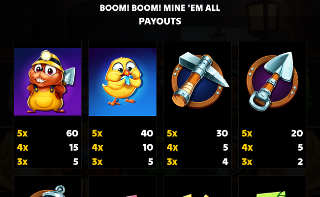 boom boom mine em all paytable 1