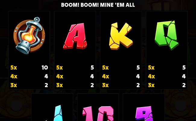 boom boom mine em all paytable 2