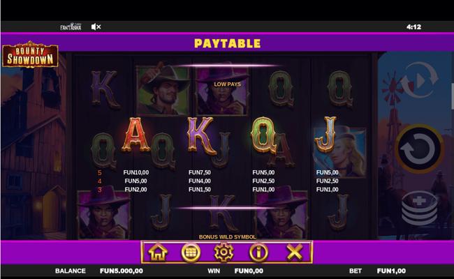 bounty showdown paytable2