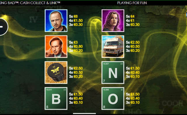 breaking bad cash collect and link paytable 1