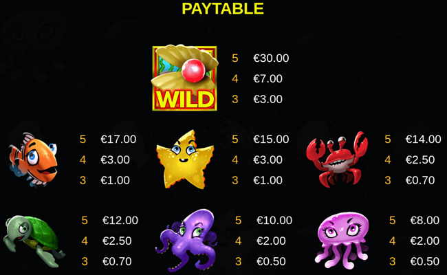 bubbles and pearls paytable 1