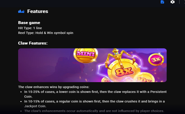 buffalo claws paytable 1