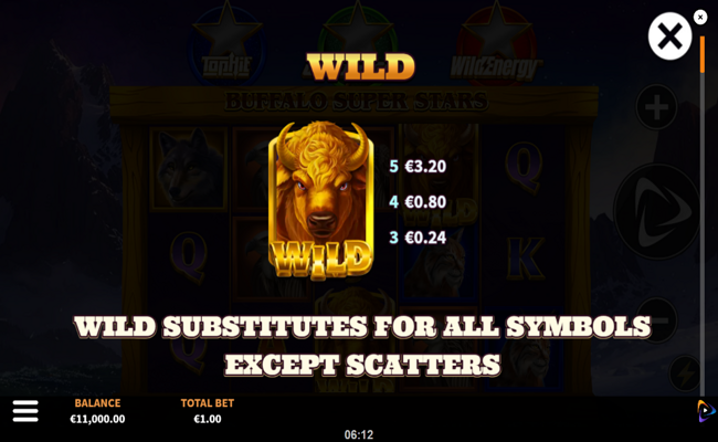 buffalo super stars paytable 1