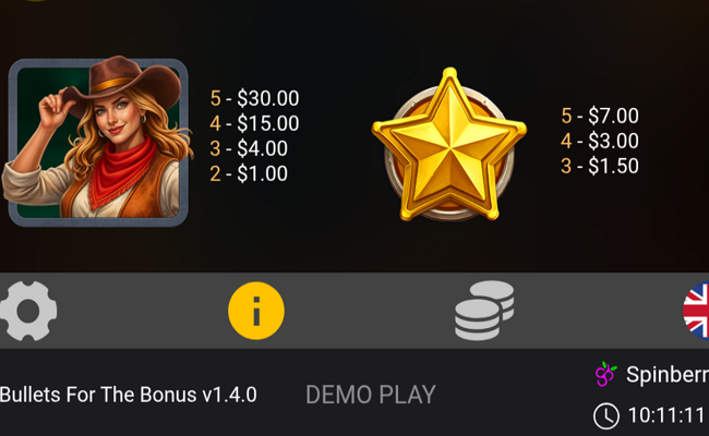 bullets for the bonus paytable 1