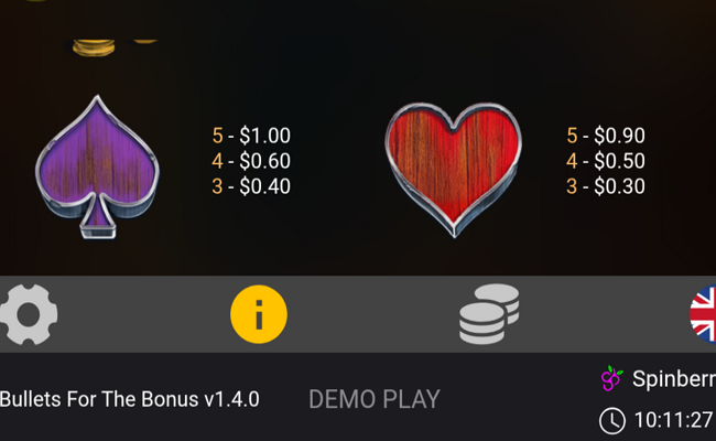 bullets for the bonus paytable 5