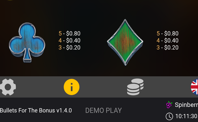 bullets for the bonus paytable 6