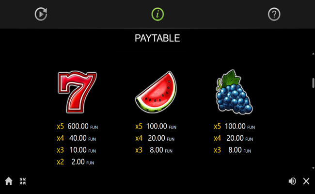 burning hot buy bonus paytable 2