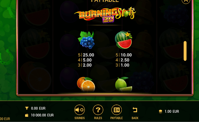 burning slots 20 paytable3