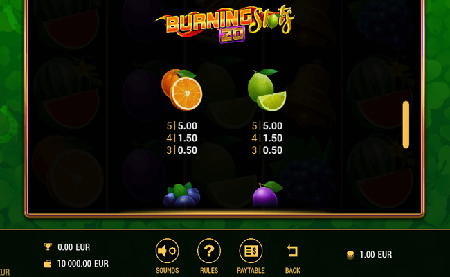 burning slots 20 paytable4