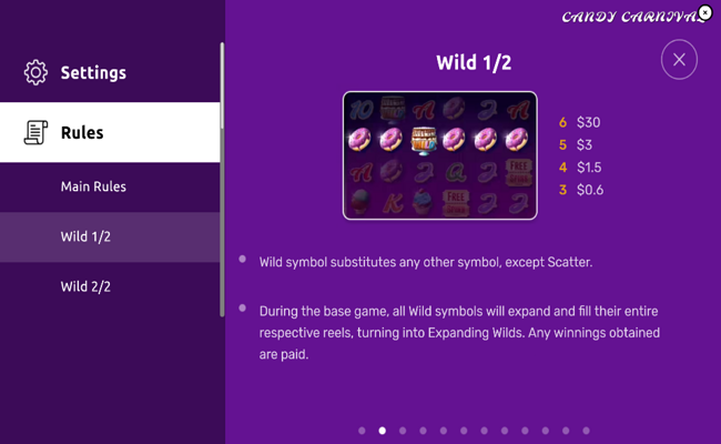 candy carnival paytable 1