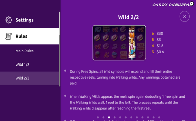 candy carnival paytable 2