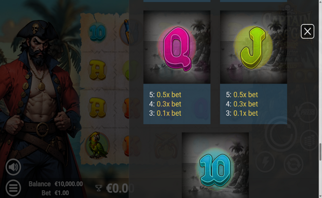 captain moregain paytable 6