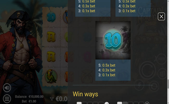 captain moregain paytable 7