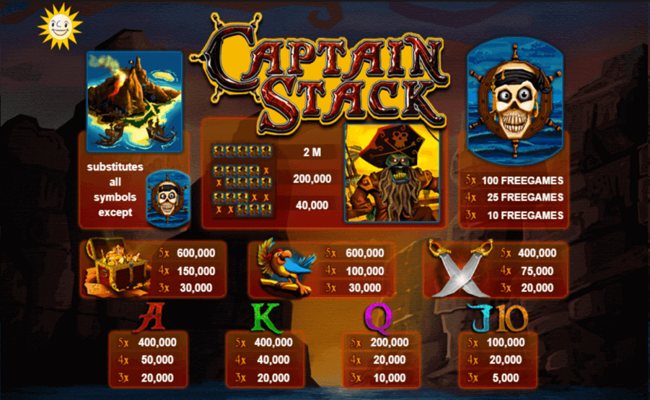 captain stack paytable