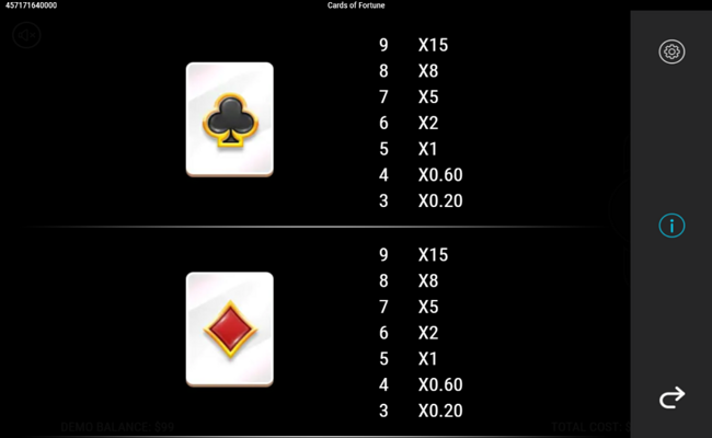 cards of fortune paytable 3