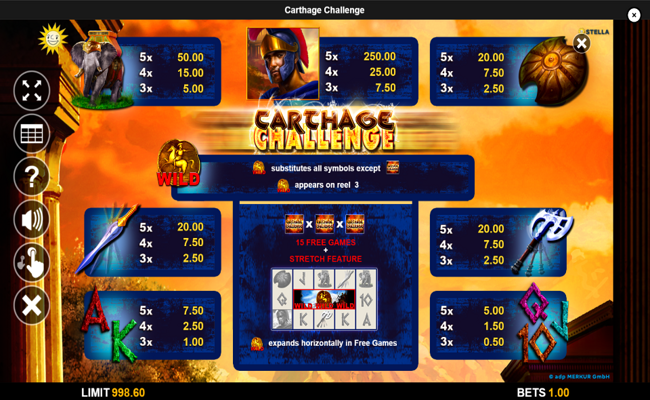 carthage challenge paytable