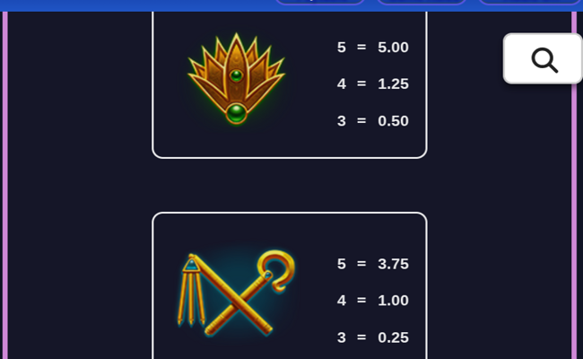 cash eruption megajackpots amulets of osiris paytable 3