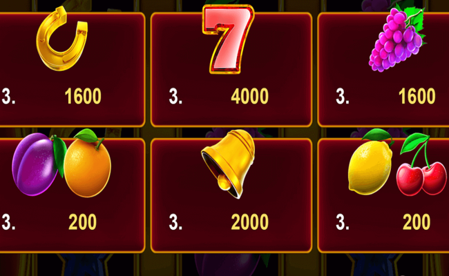 cash n fruits 27 hold and win paytable