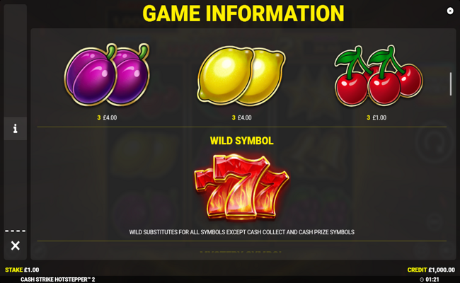 cash strike hotstepper 2 paytable 2