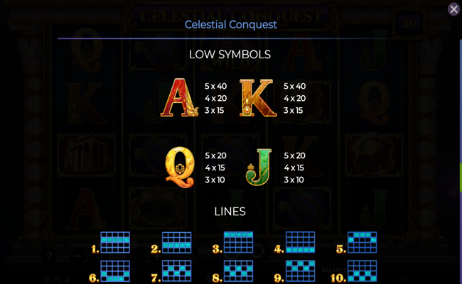 celestial conquest paytable 2