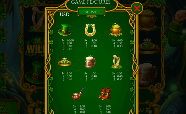 celtic bash lucky clover hold and spin paytable 1