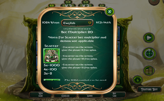 celtic bash paytable 1