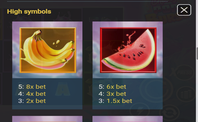 cherrypop burst paytable 2