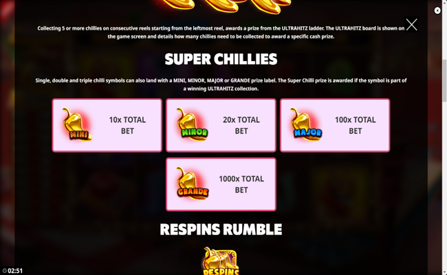 chilli champions ultrahitz paytable 1