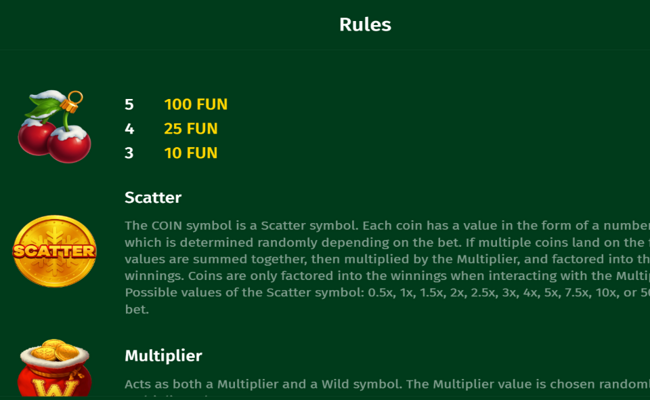 christmas coin paytable 3