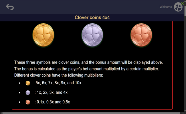 clover coins 4x4 hit the cash paytable 1