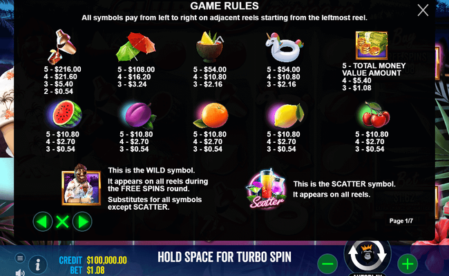 club tropicana paytable