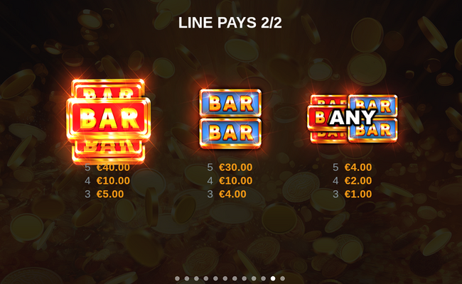 coin fall hold and win paytable 2