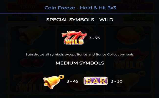 coin freeze hold and hit 3x3 paytable 1