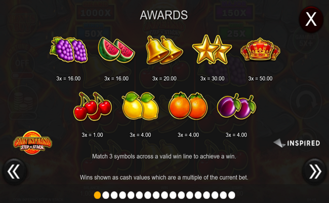 coin inferno step n stack paytable 1
