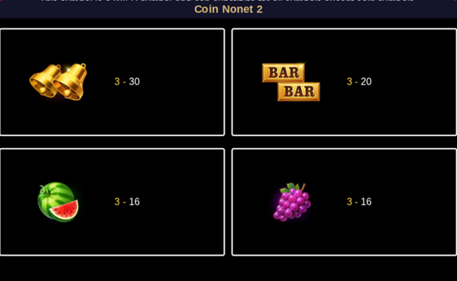 coin nonet 2 hold and win paytable 2