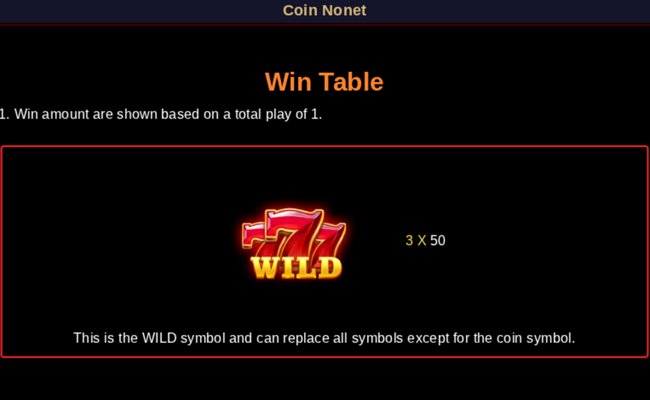 coin nonet hold and win paytable 1