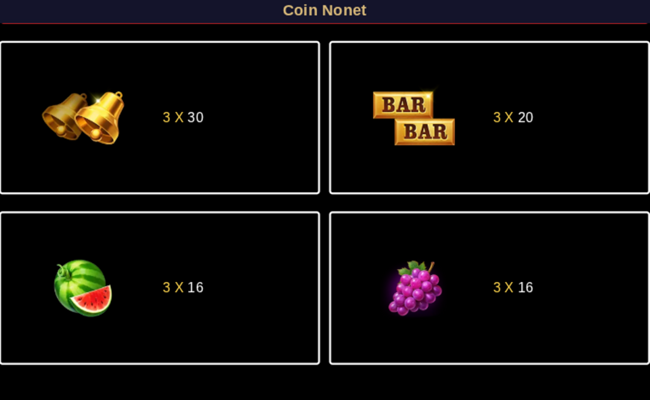 coin nonet hold and win paytable 2