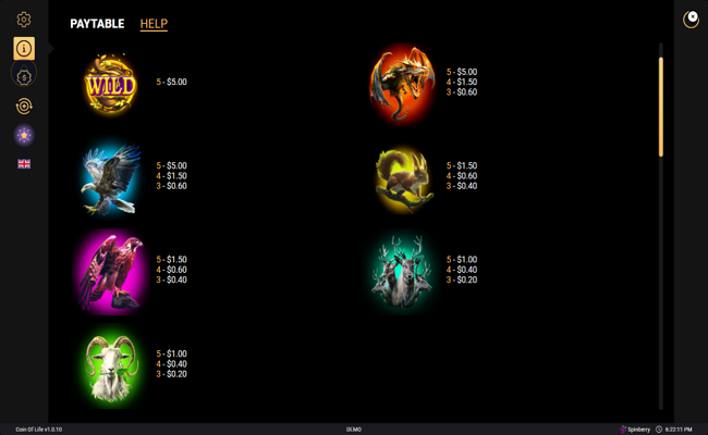 coin of life paytable
