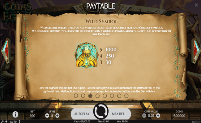 coins of egypt paytable 3
